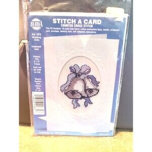 NEW VTG 4x6 Counted Cross Stitch a Card Craft Kits Wedding Bells #1875 Usa